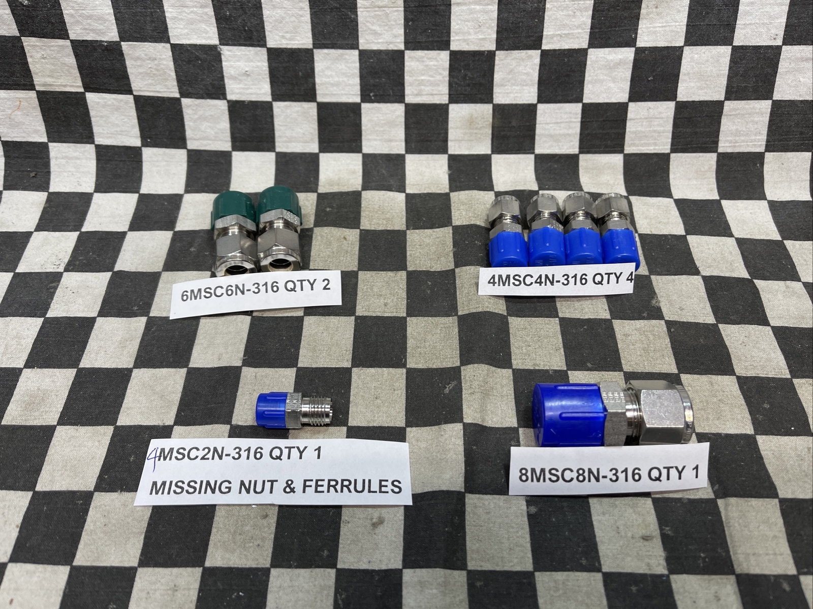 PARKER MALE, 8MSC8N-316, 4MSC4N-316, 4MSC2N-316, 6MSC6N-316, LOT OF 8#1229V5