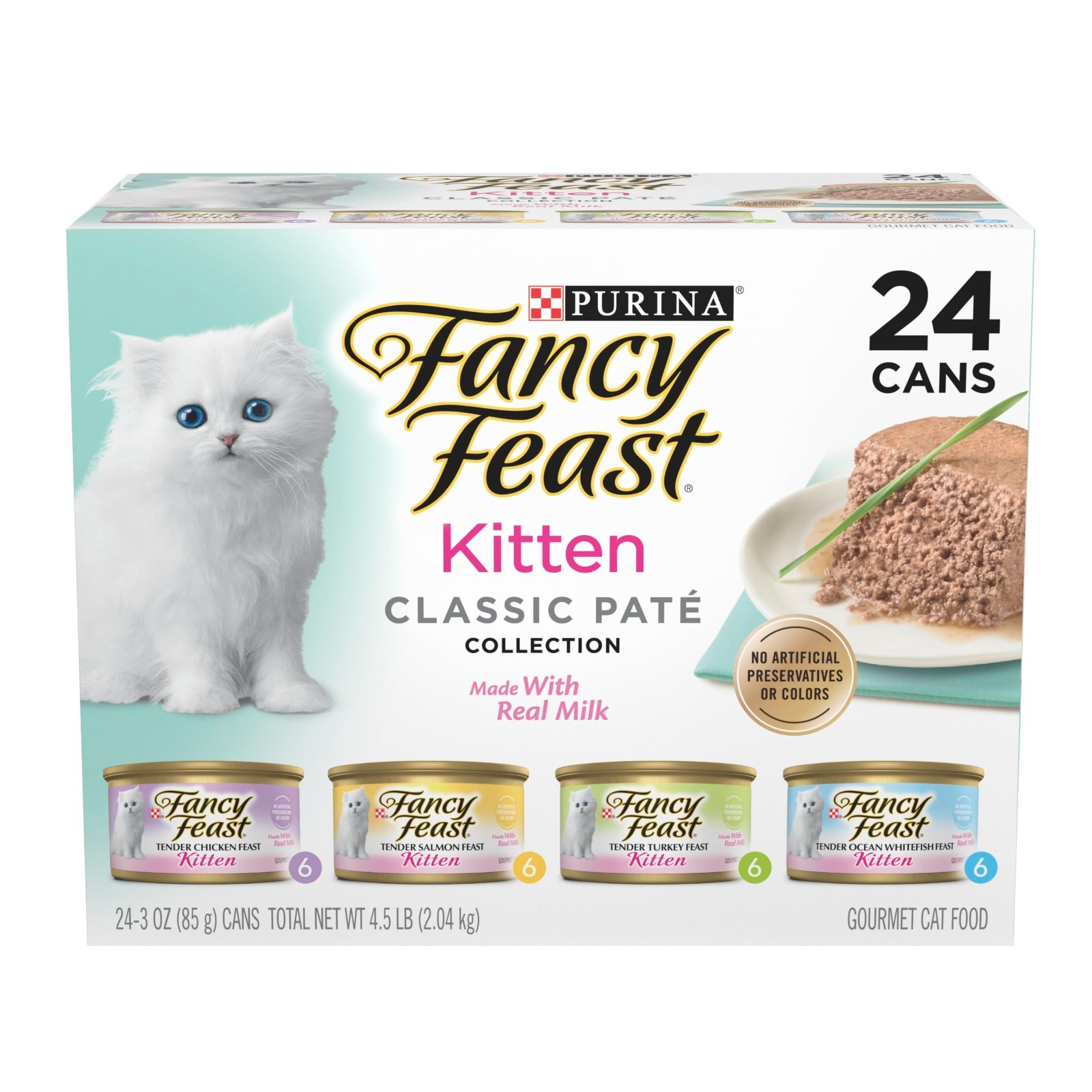 Fancy Feast Kitten Classic Pate Wet Cat Food – Variety Pack, 3 Oz 72 Count