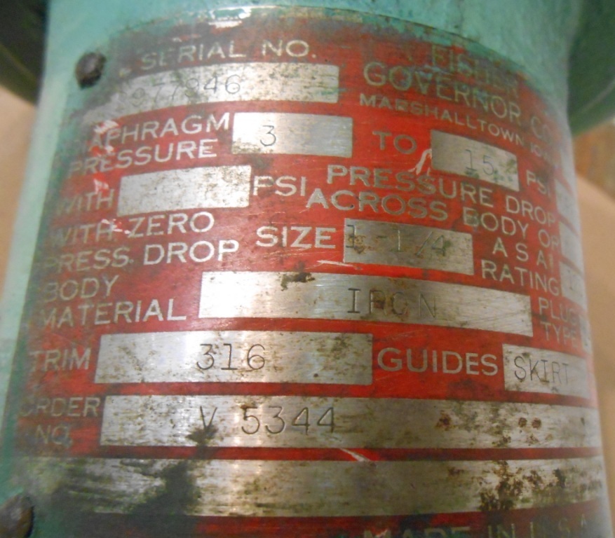 FISHER GOVERNOR CO, ACTUATOR VALVE, TYPE 657AR, PLUG TYPE 1 1/4 HI LVP