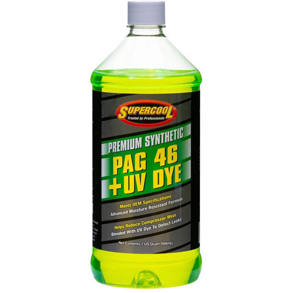 SUPERCOOL P46-32D A/C Comp Lube,UV Dye,32 Oz,Flsh Pnt 442F 4LTR5