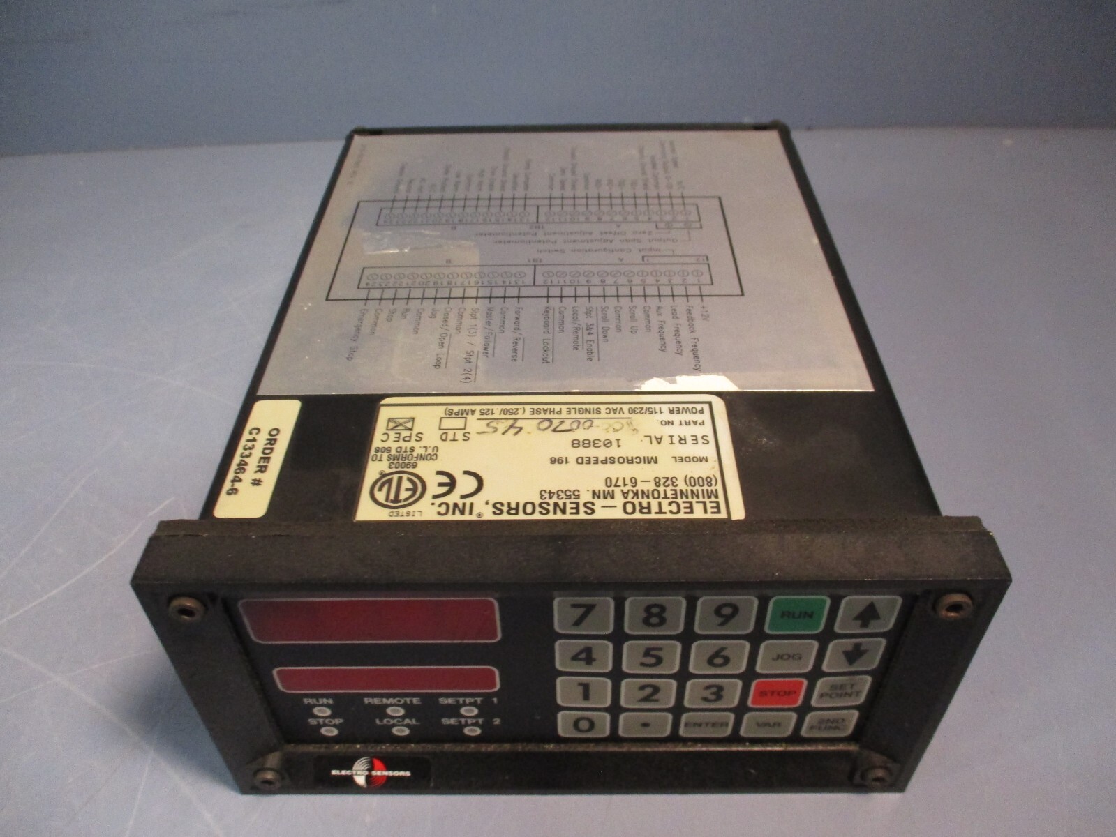 ELECTRO-SENSORS Microspeed Model# 196 Speed Controller 1PH P/N 800-007045