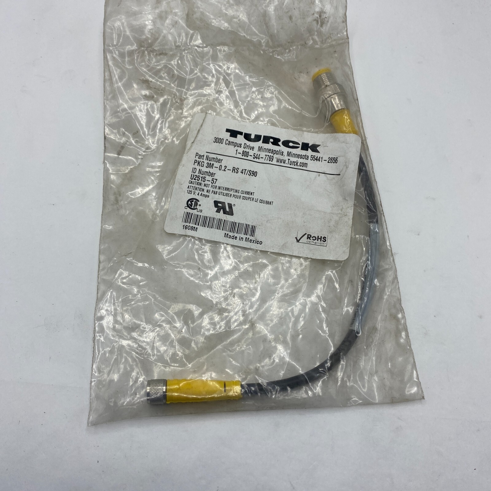Turck PKG 3M-0.2-RS 4T/S90 Picofast Sensor Cable M8 Connector ✅
