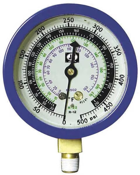 Jb Industries M2-870 Gauge, 3-1/8 In Dia, Low Side, Blue, 350 psi