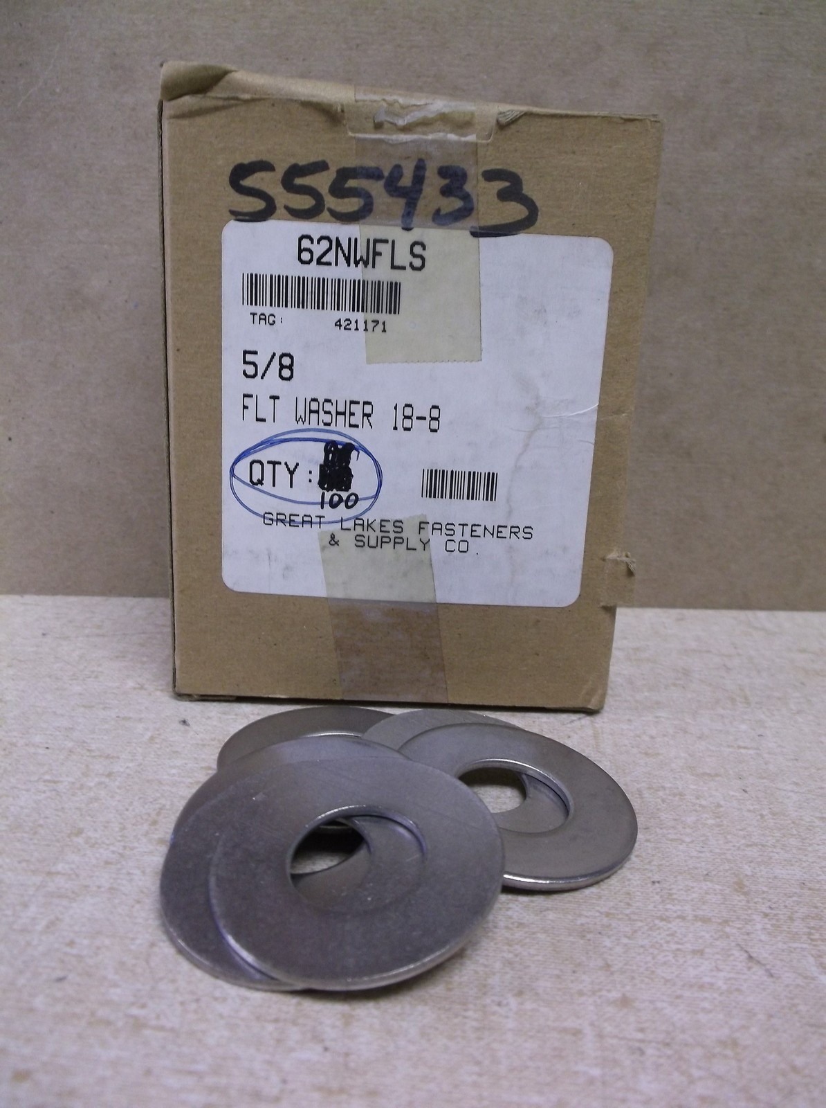NEW Flat Washer 555433 5/8 18-8 62NWFLS, Lot of 25 *FREE SHIPPING*