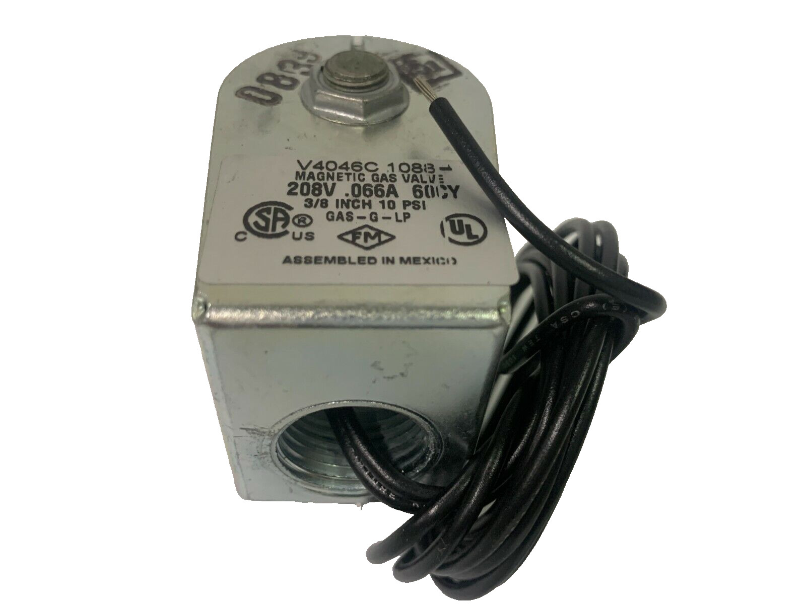 HONEYWELL V4046C1088 Gas Solenoid Valve 3/8″ 208V 60 Hz 10 psi V4046C 1088