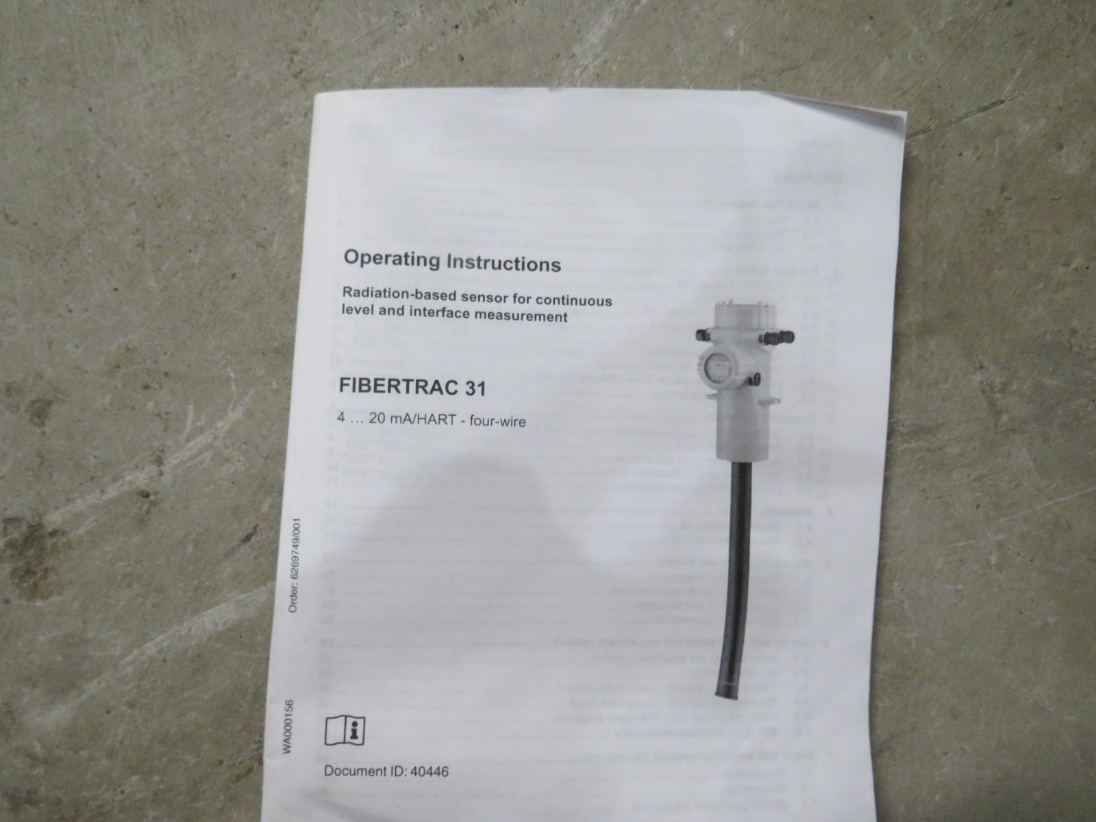 Vega FIBERTRAC31 FT31UG1ADNXX096 Sensor
