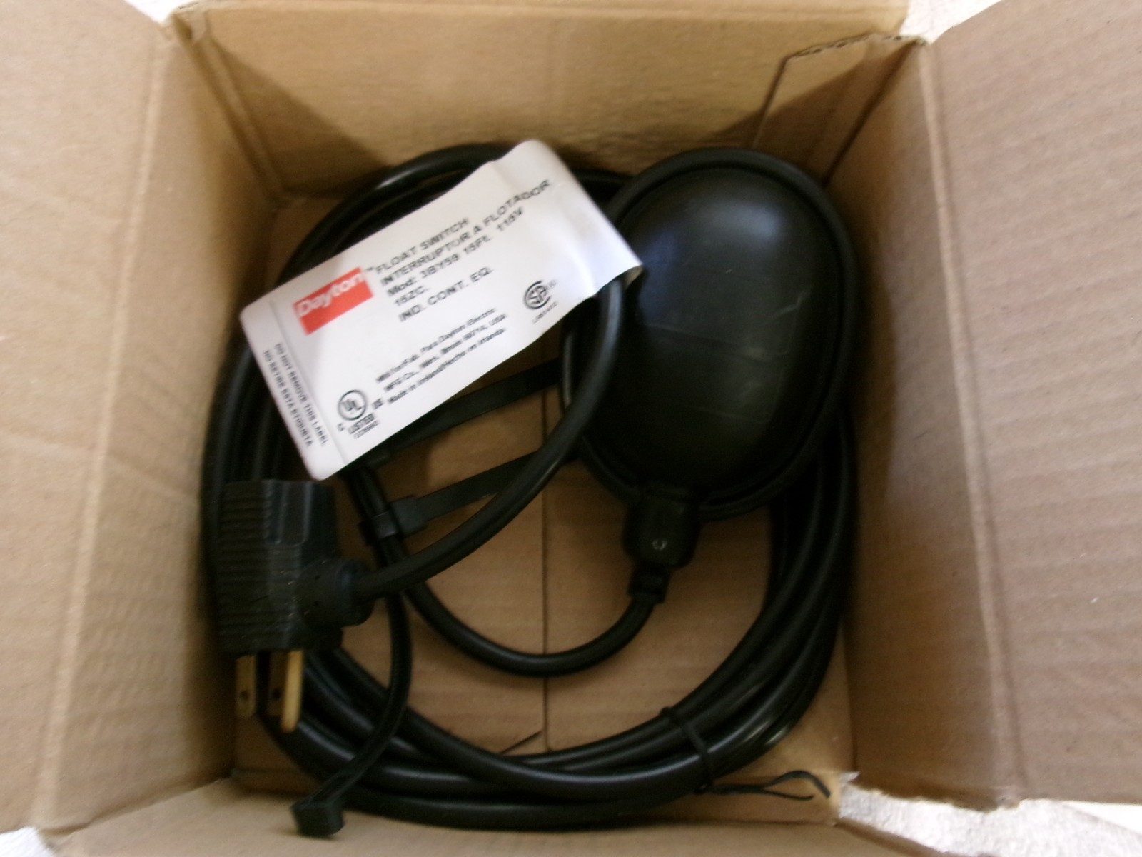 NIB Dayton Float Switch 15ft 115V 3BY59