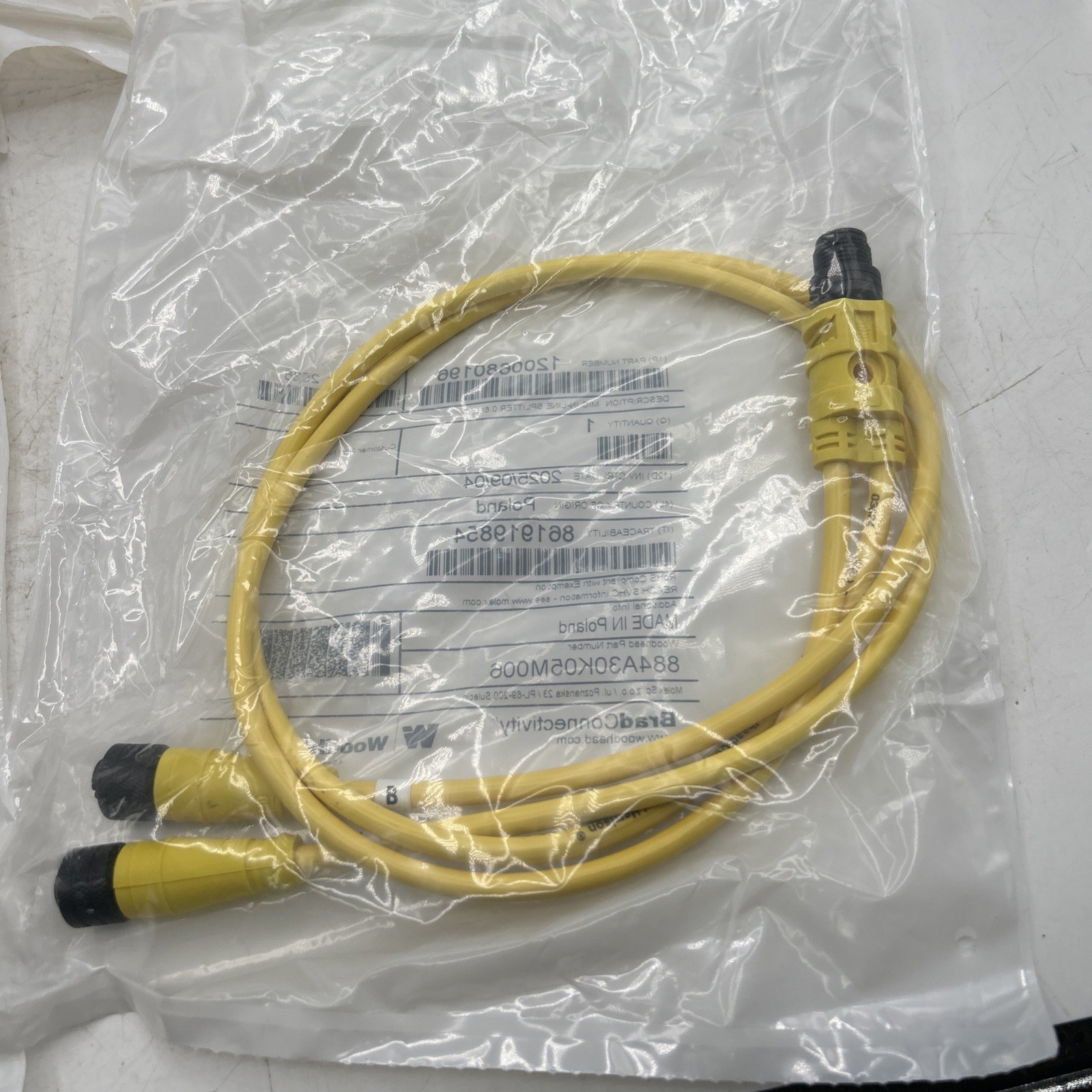 Lot Of 4 Brad Connectivity WOODHEAD 1200680196 MICRO-CHANGE IN-LINE SPLITTER