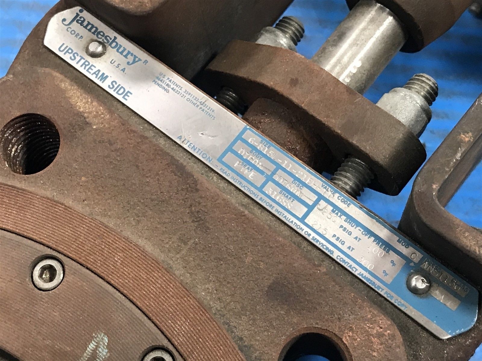 USED JAMESBURY 6 815L-11-21EH-TT BUTTERLY VALVE WITH V150 ACTUATOR (4C)