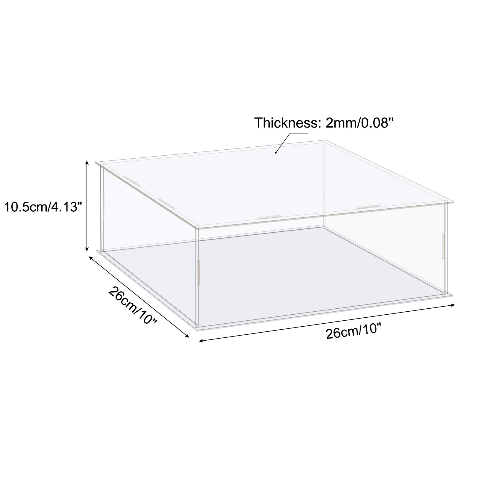 Display Case Box Acrylic Box Transparent Showcase 26x26x11cm for Collectibles