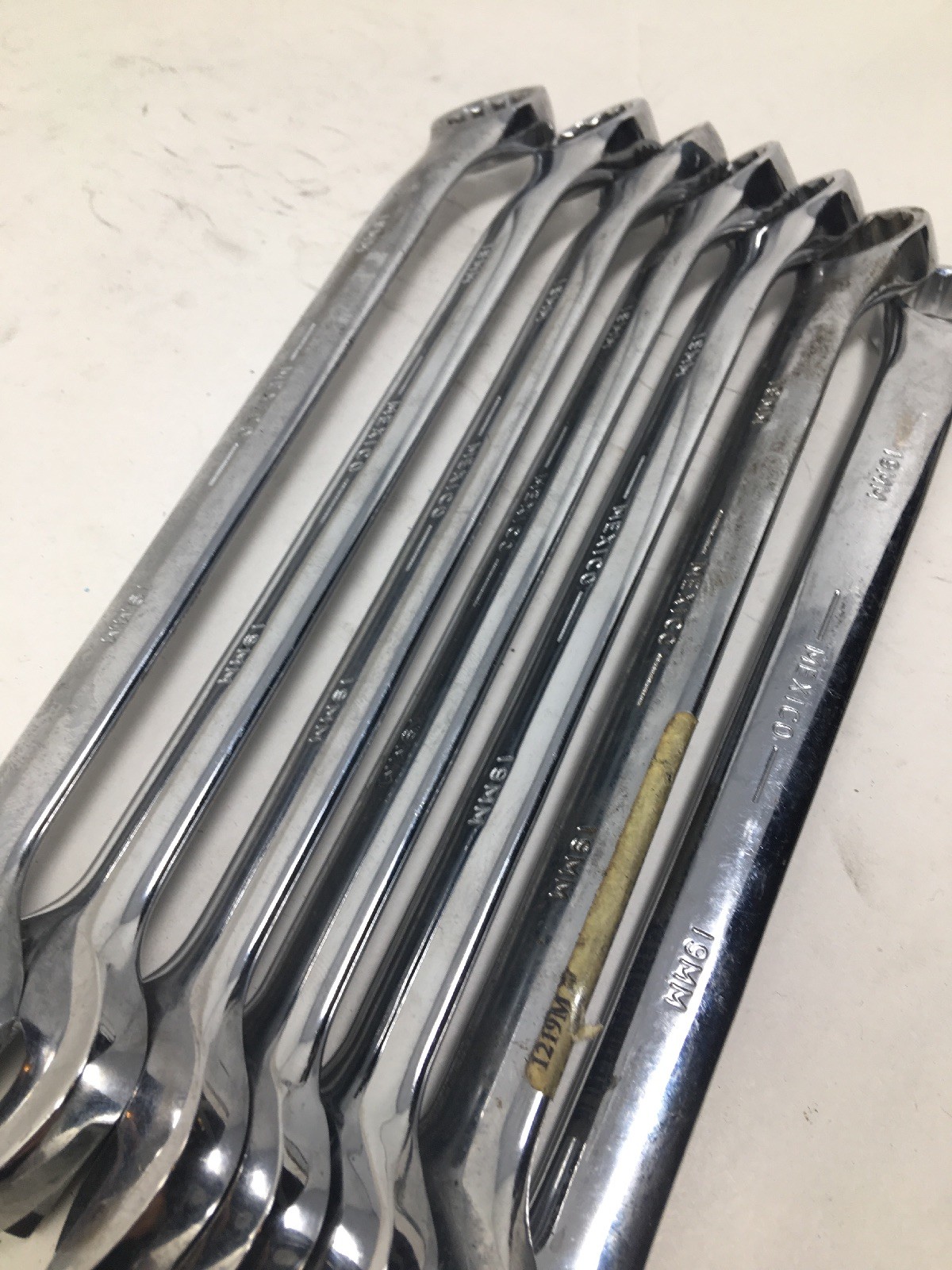 Lot Of 7 Urrea 1219M, 12-point Combination Open/Box End Wrenches, All Are 19mm