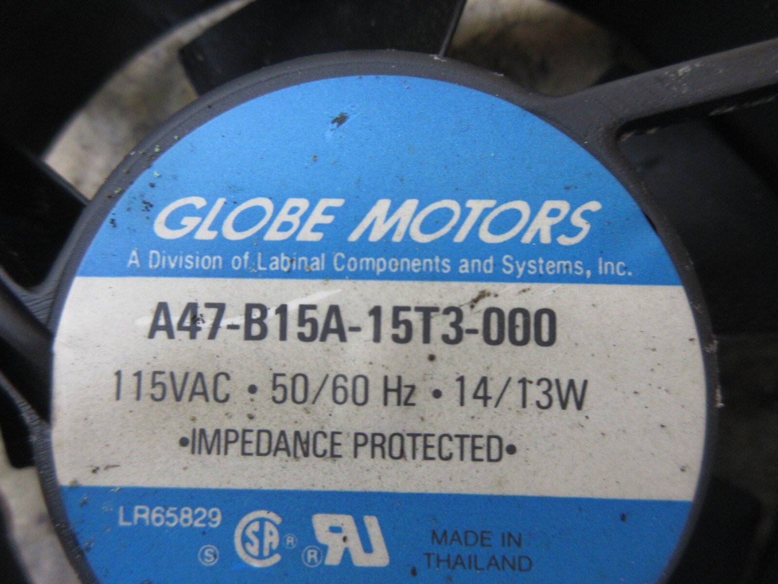 GLOBE MOTORS FAN A47-B15A-15T3-000 50/60HZ