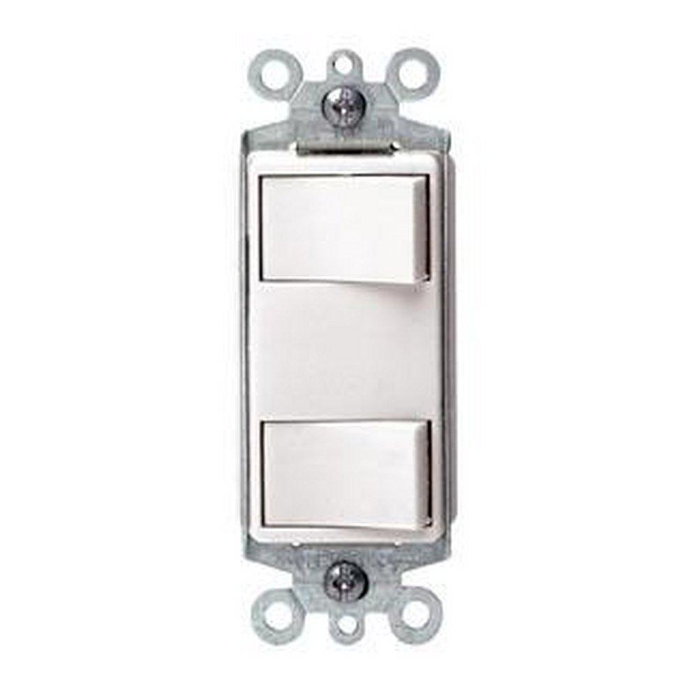 Leviton 1754-W 15A 1-Pole Non-Grounding Push-In Dual Rocker Switch