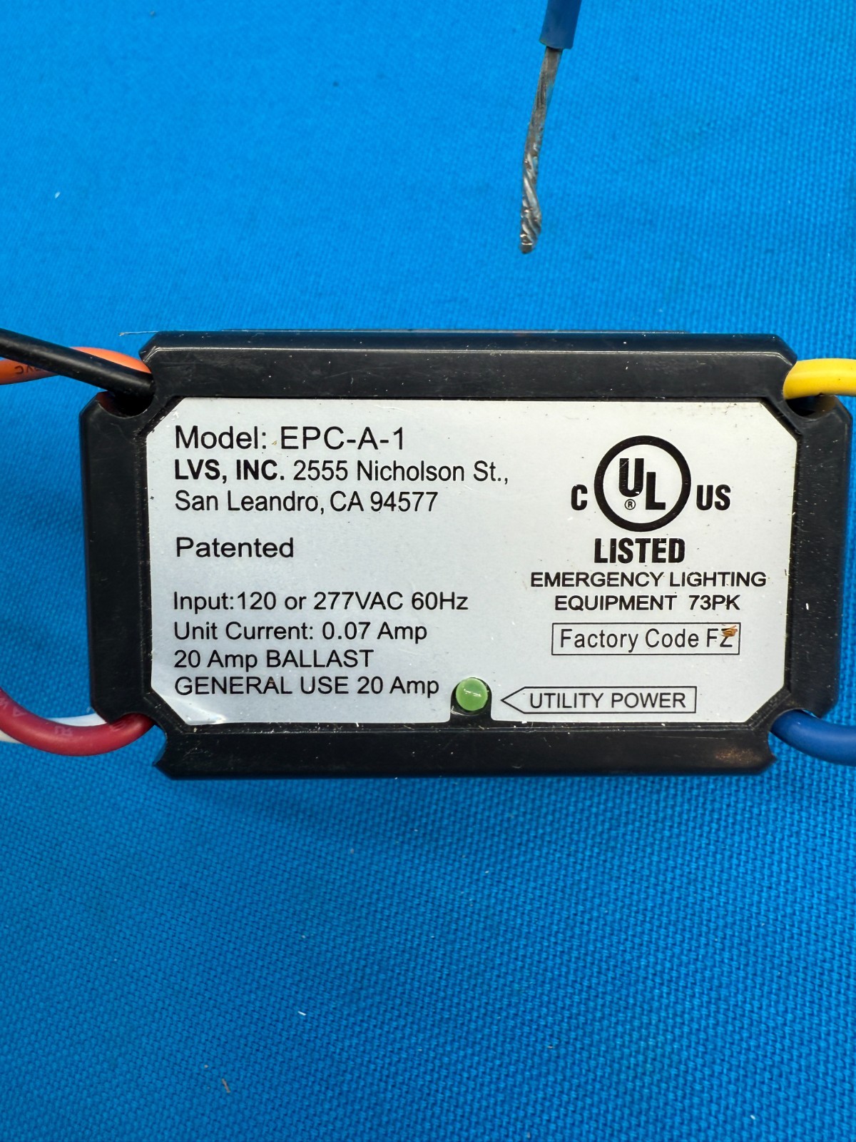 Hubbell UL924BRUNV 20Amp 120/277V Emergency Lighting Control Relay EPC-A-1