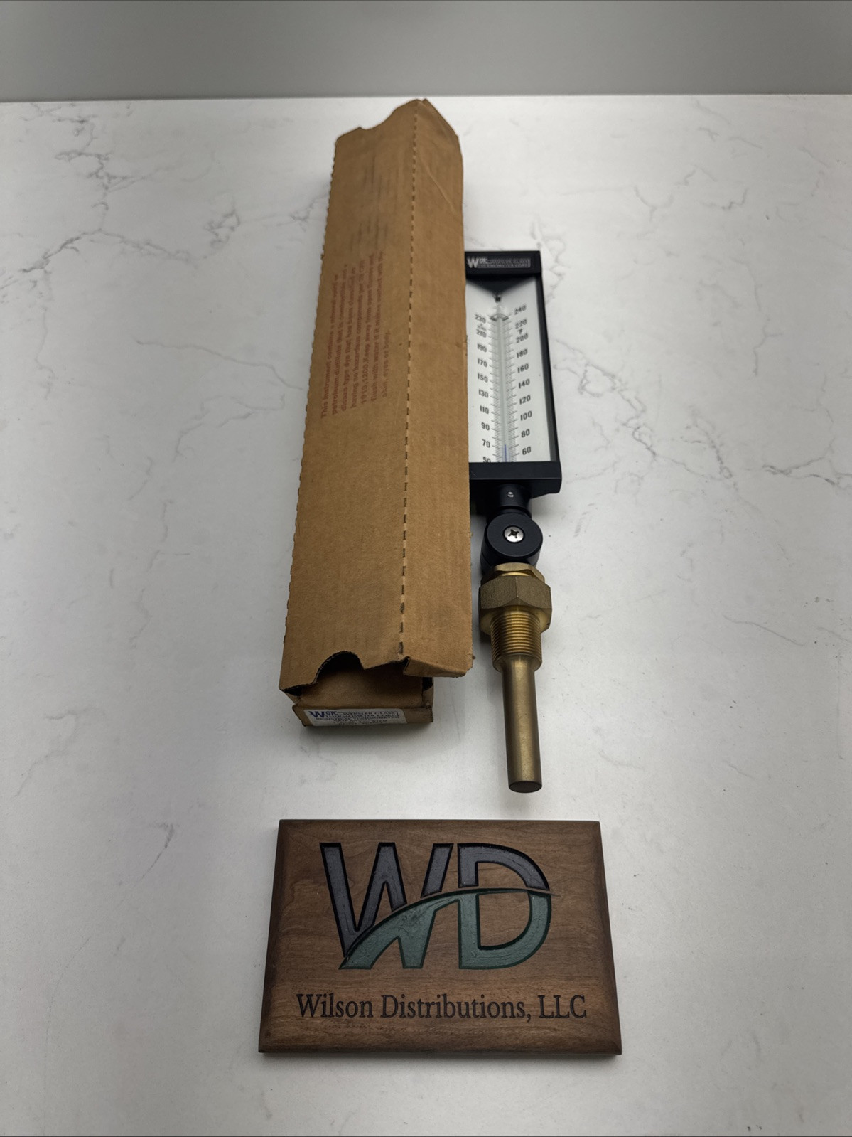 Weskler Glass Thermomoter 20/240 Deg F 7” Case 3.5” Stem W/ Well