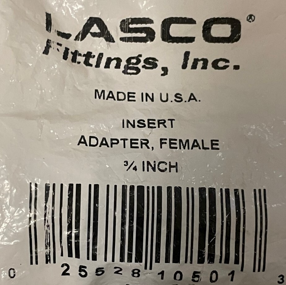 LASCO 3/4″ x 3/4″ Schedule 80 PVC Female Insert Adapter – M Insert x F Threaded
