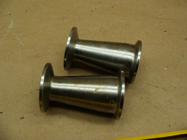 LOT OF 2 TRI-CLAMP SANITARY REDUCERS 3″ L X 1-3/8″ID TO 7/8″ID 2″OD FLANGES