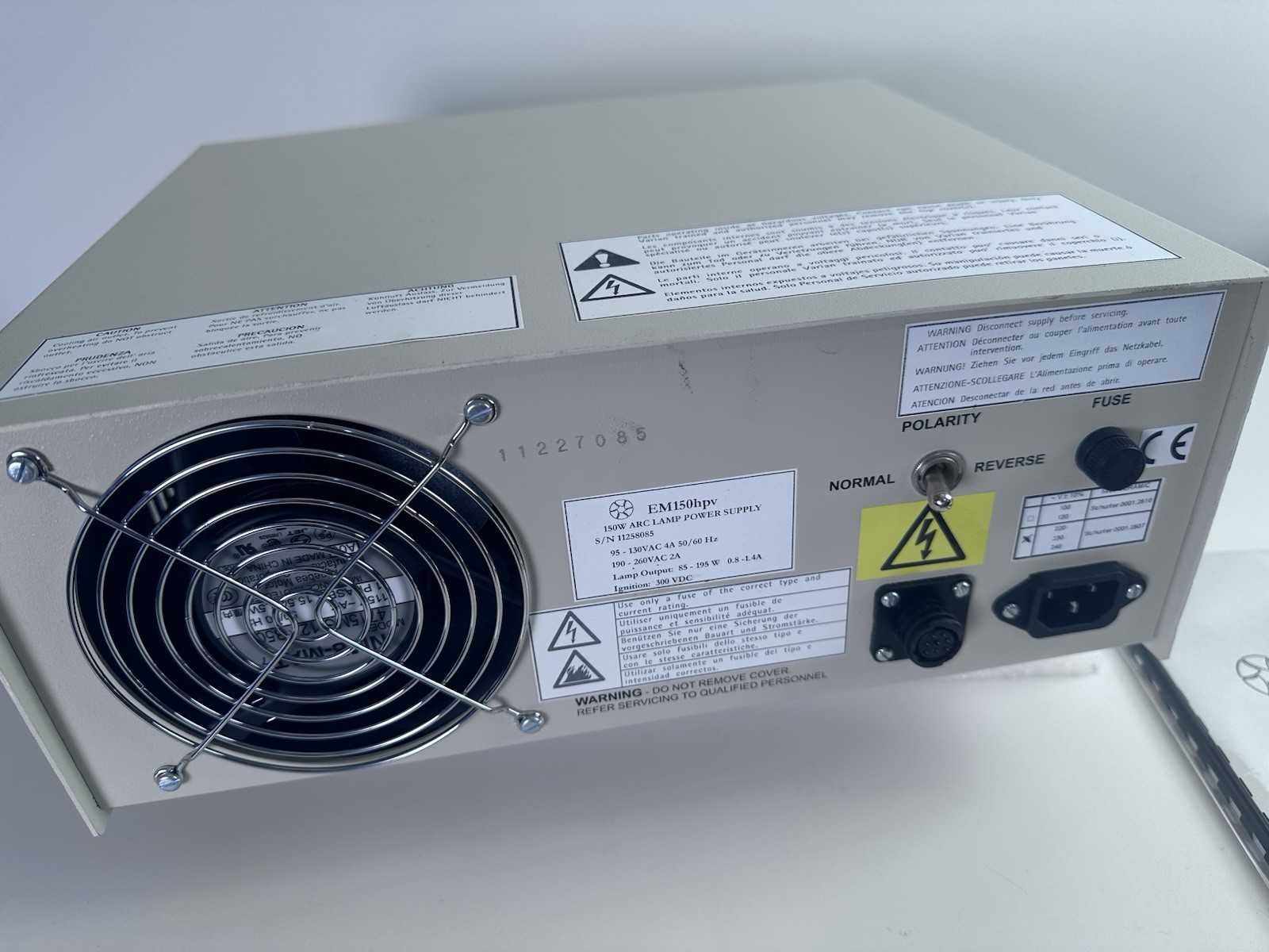 EMSC EM150hpv 150W Xenon Arc Lamp PSU w/ Dented Case See Pic- Working See Desc