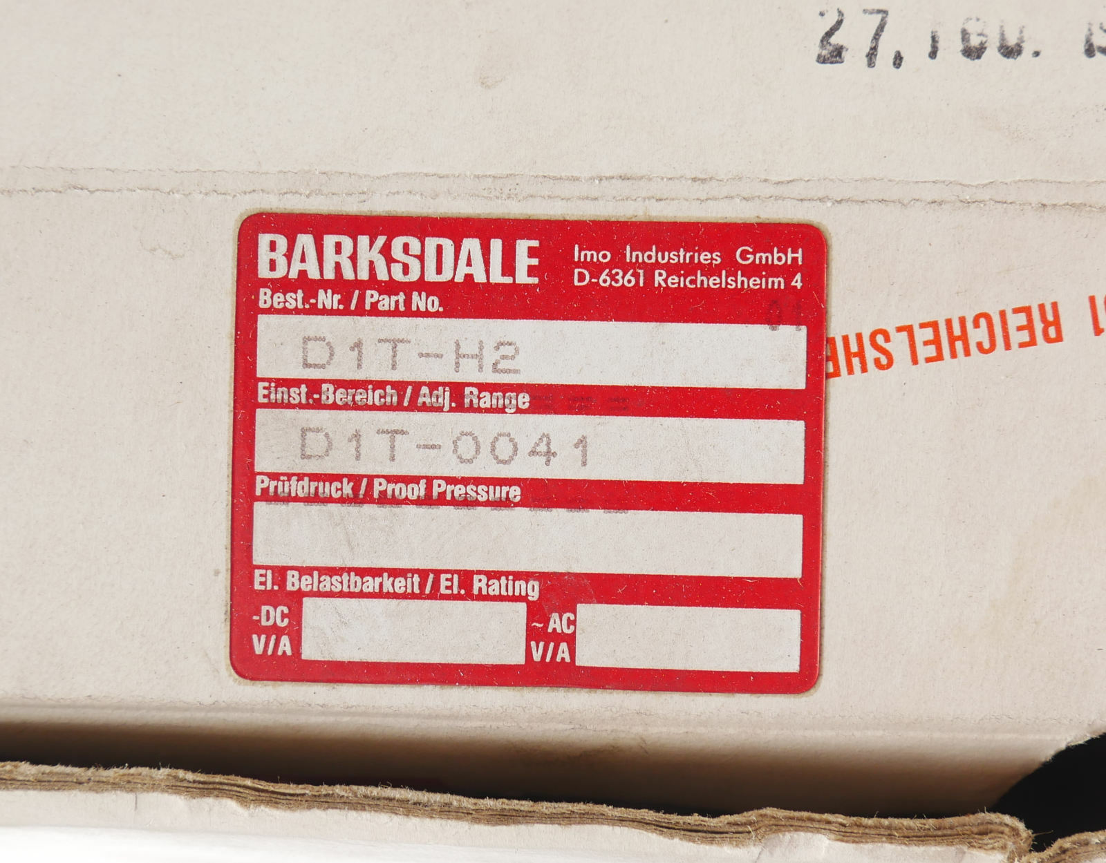 BARKSDALE D1T-H2 D1TH2 D1T-0041 ! NEW !