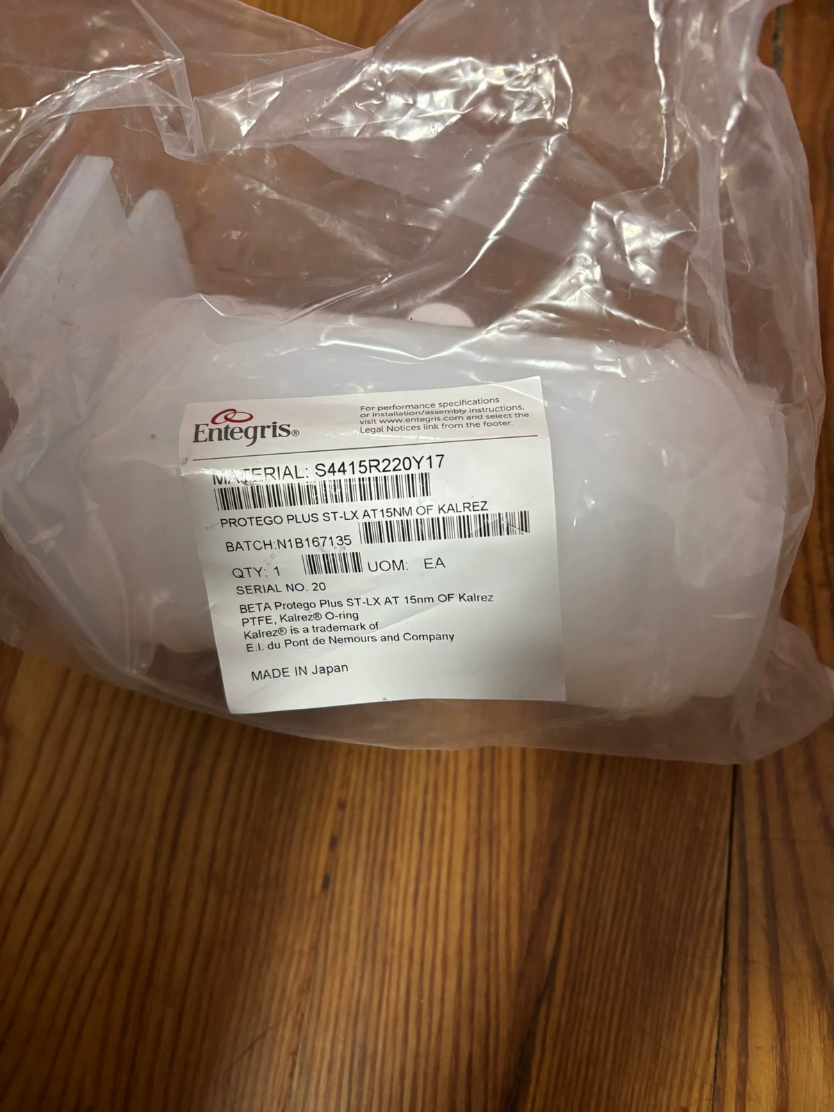Entegris S4415R220Y17 PROTEGO PLUS ST-LX AT15NM OF KALREZ overnight shipment