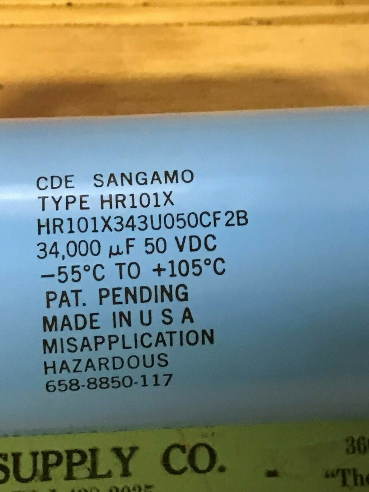 CDE SANGAMO FIXED CAPACITOR HR101X343U050CF2B, 101X343U050CF2B