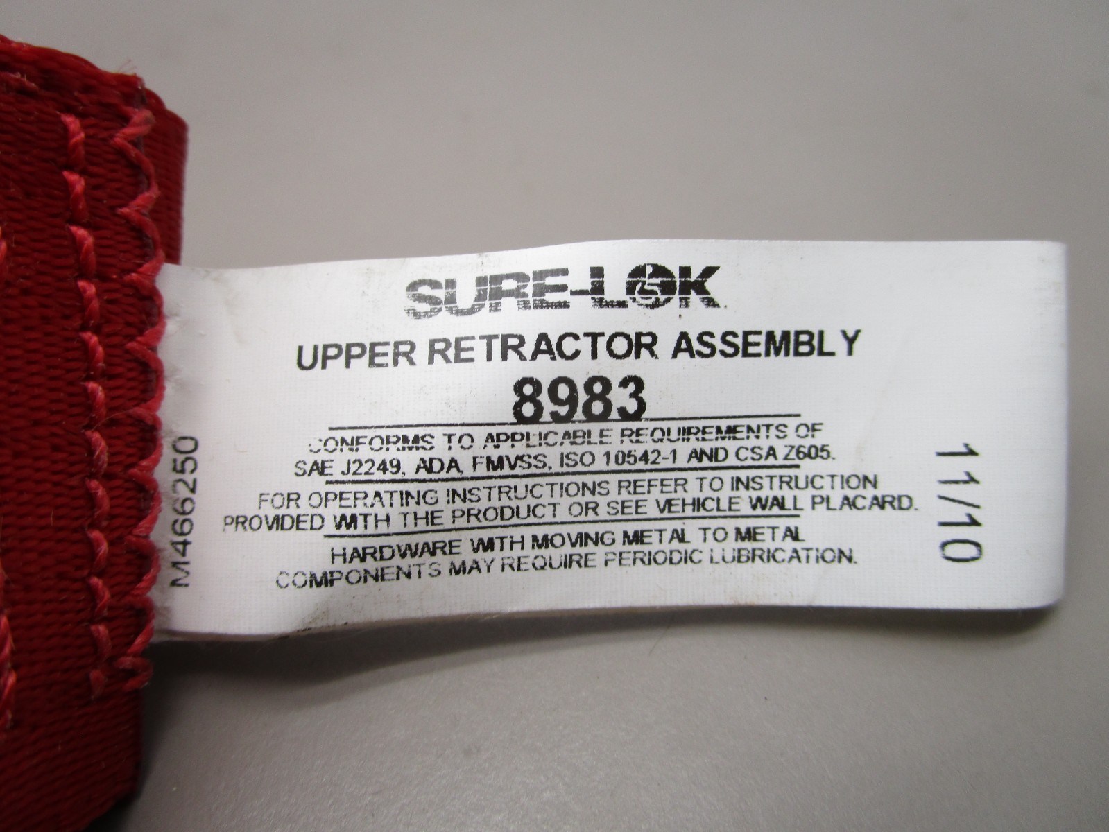 Sure-Lok FE200918 W/C Tie-Down Dual Strap Retractor Tower Manual Front RTT