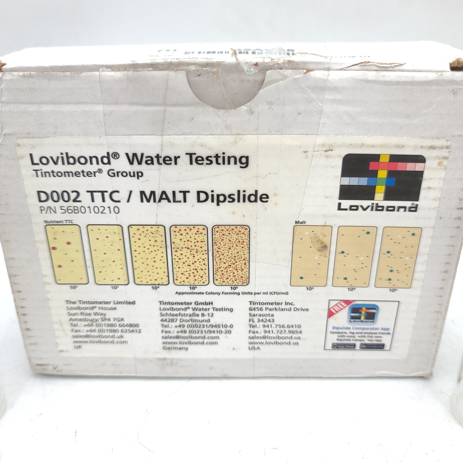Lovibond 56B010210 49AV95 Dipslide D002 TTC / MALT Microbiological Water Testing