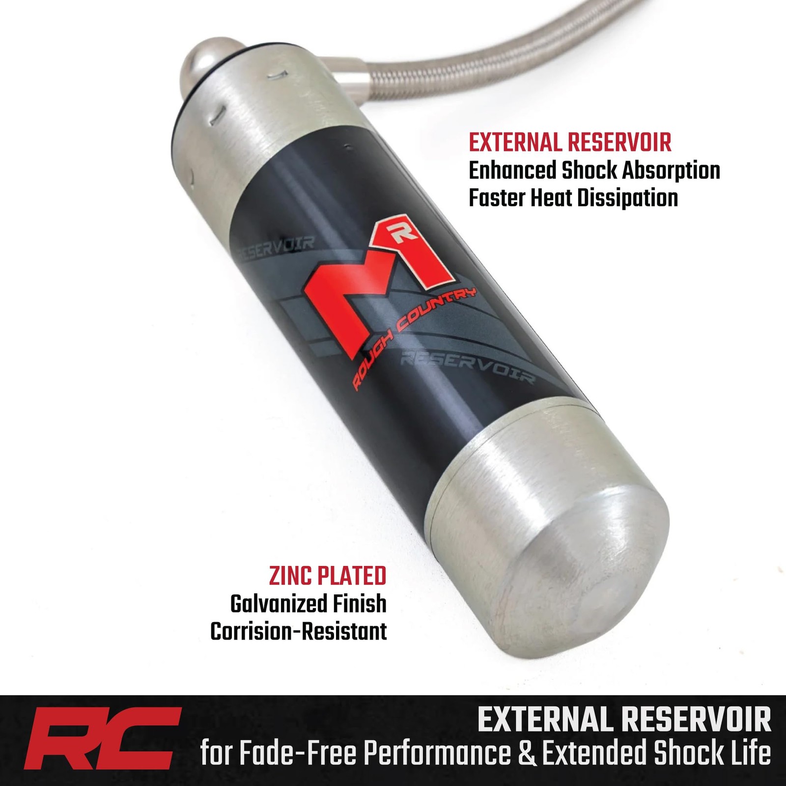 Rough Country M1R Monotube Front Shocks with External Reservoir for Jeep