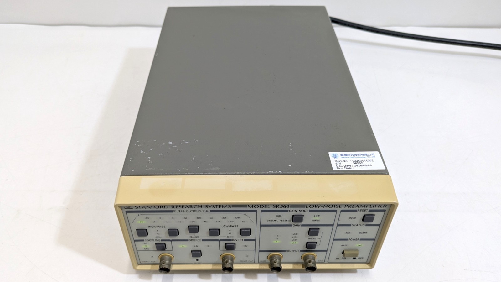 SR560 [Calibrated] Low Noise Voltage Preamplifier SRS S/N:96332