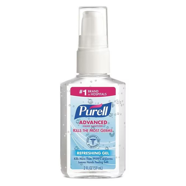 Purell 9606-24 Advanced Hand Sanitizer Gel, 2oz Portable Pump Bottle,