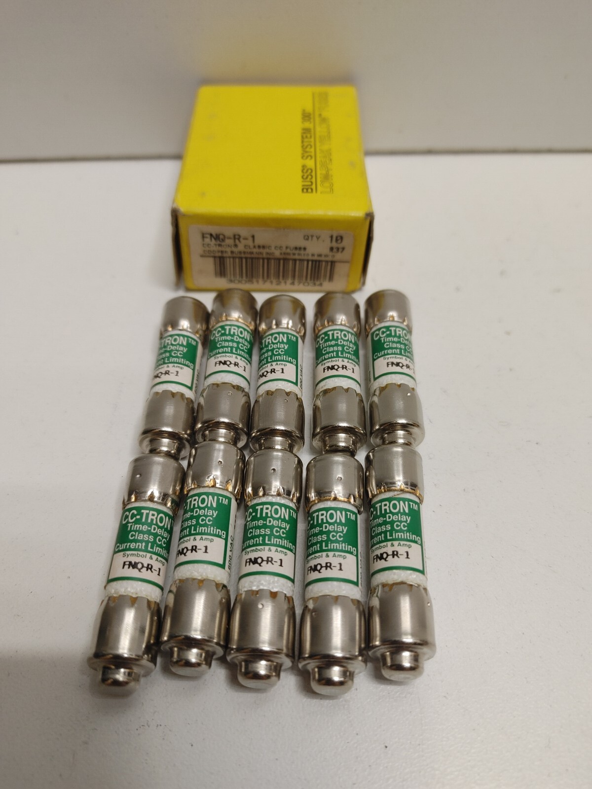 LOT OF (10) NEW OLD STOCK! BUSSMANN 1A 600V CC-CLASS FUSES FNQ-R-1
