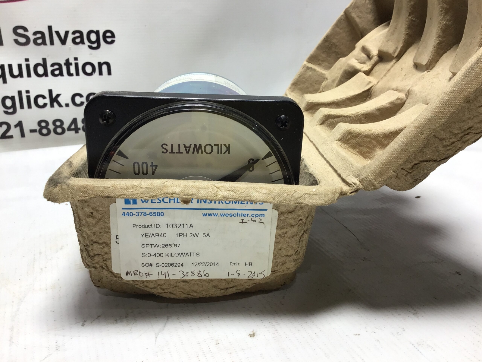 WESCHLER INSTRUMENTS 103211A 1PH 2W 5A Single-Phase & Polyphase Wattmeter 