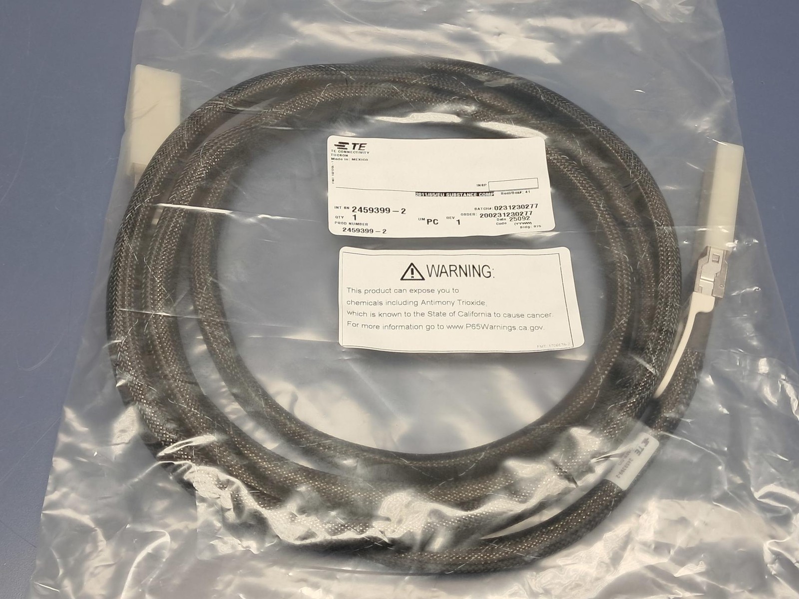 Lot of 10 TE Connectivity QSFP-DD 28-AWG Discreet Pair, 2.5m 400G Cable