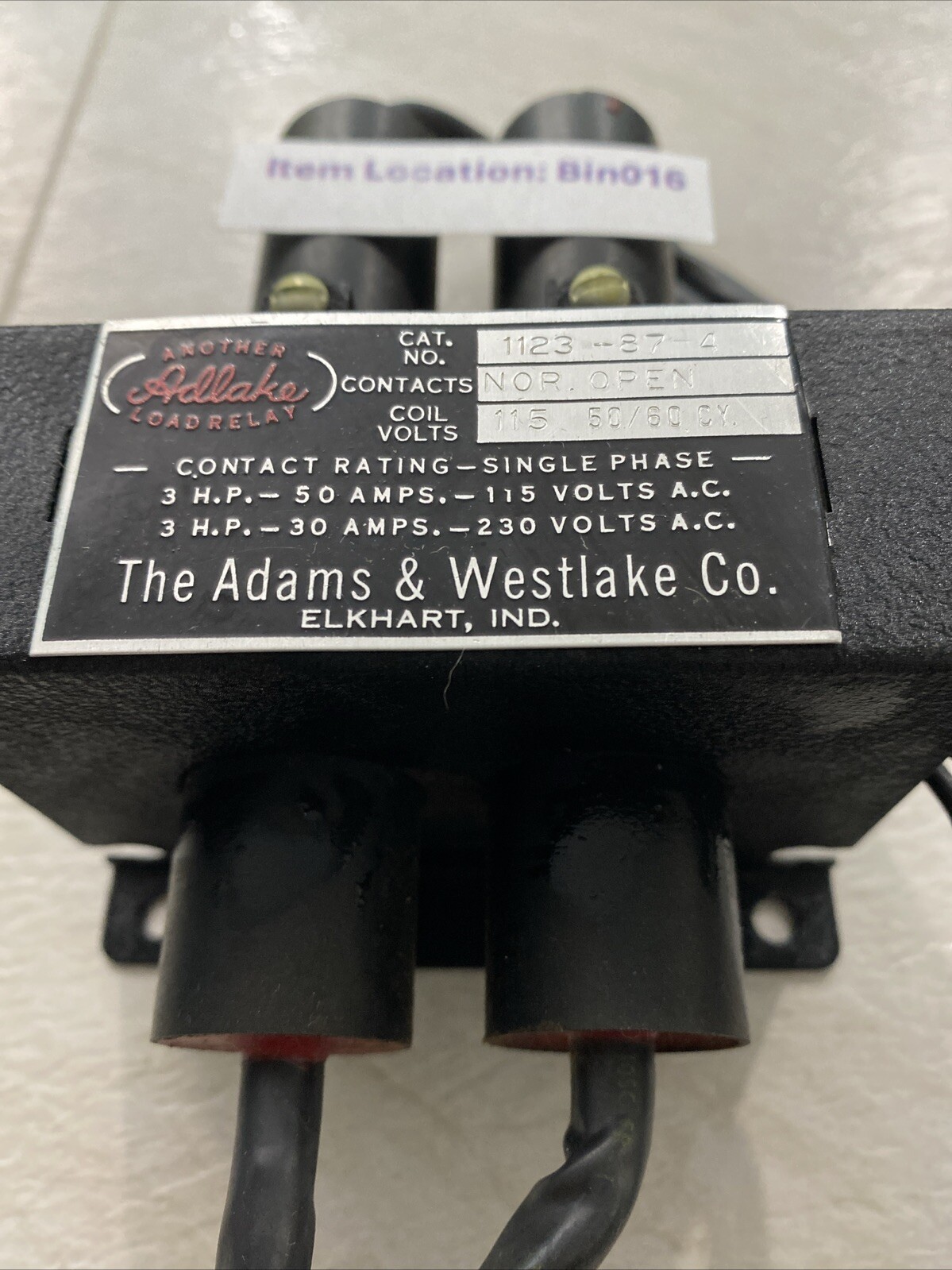 ADLAKE 1123-87-4 RELAY NORMAL OPEN 115V 50/60HZ, 1123874