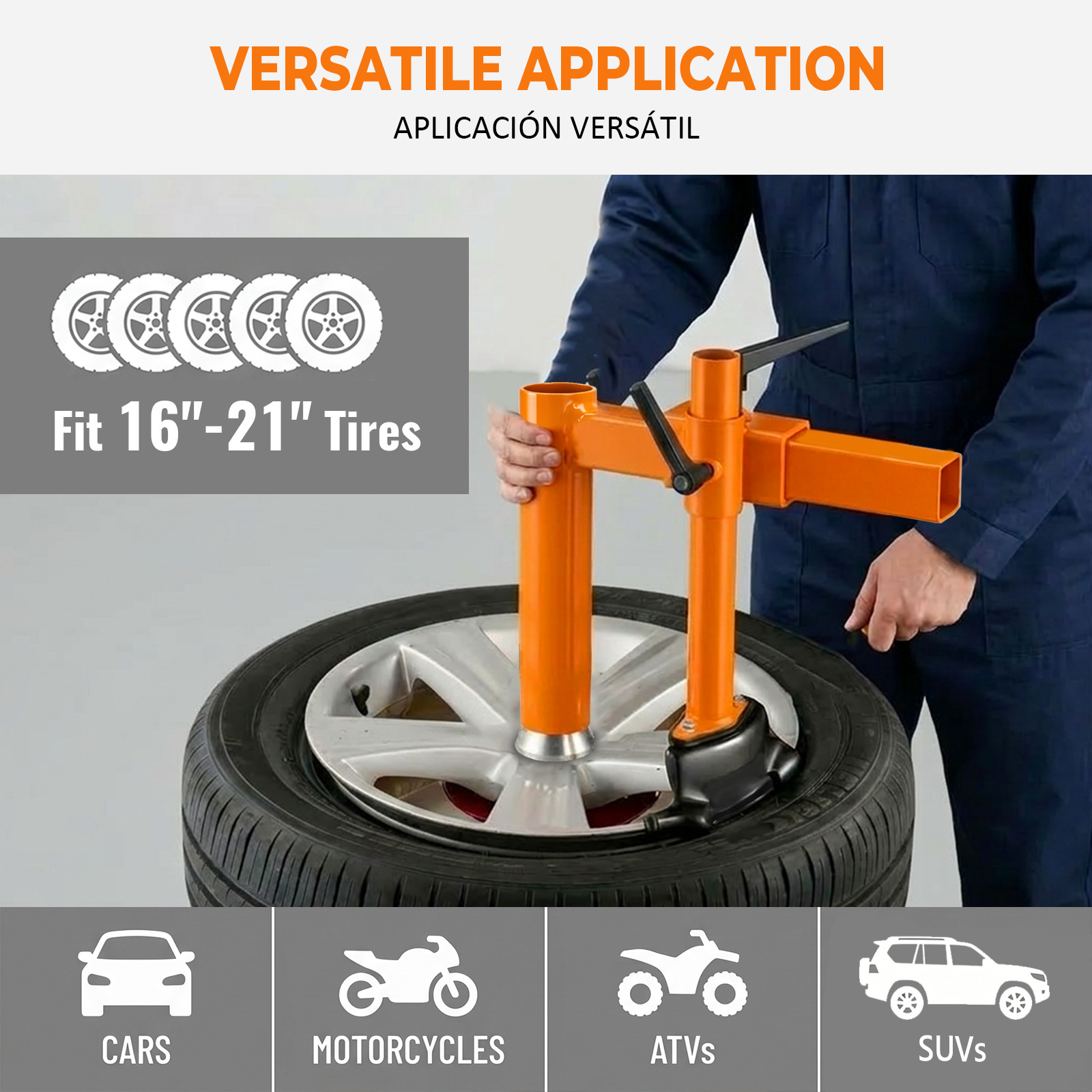 Manual Tire Changer Bird Head Kit 16-21″ Rim Mount Demount Adapter Car UTV ATV