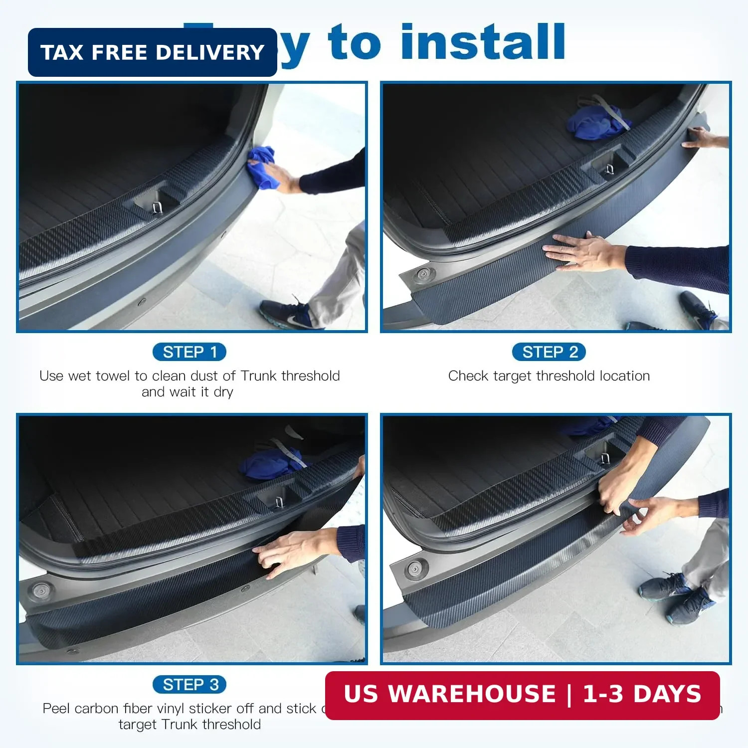 Universal Rear Bumper Protector, 40×3.14 Inches Carbon Fiber Textured Anti-Scrat