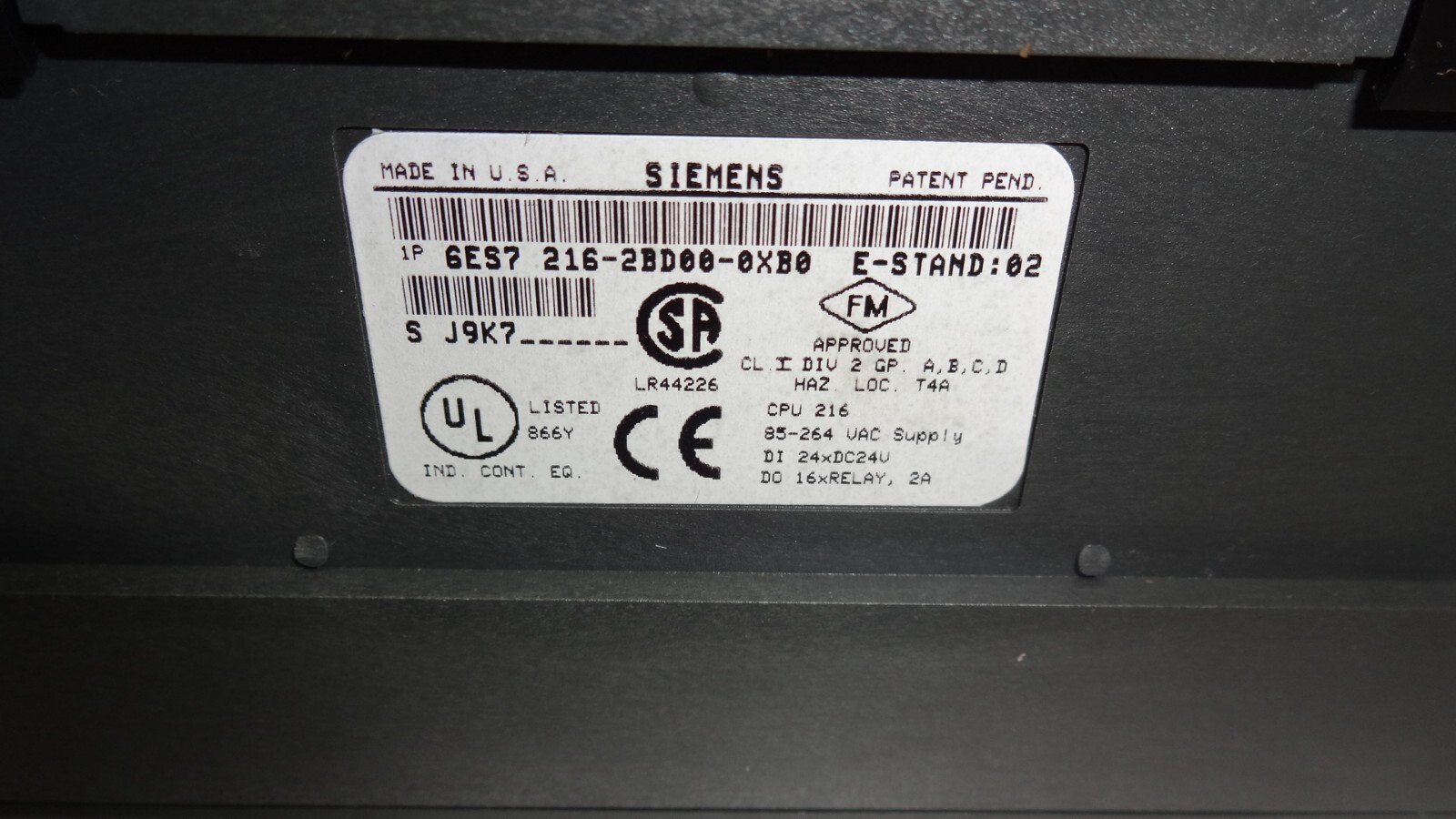 Siemens Simatic S7-200 6ES72162BD000XB0 Cpu 216-2 6ES72918GC000XB0 Memory Module