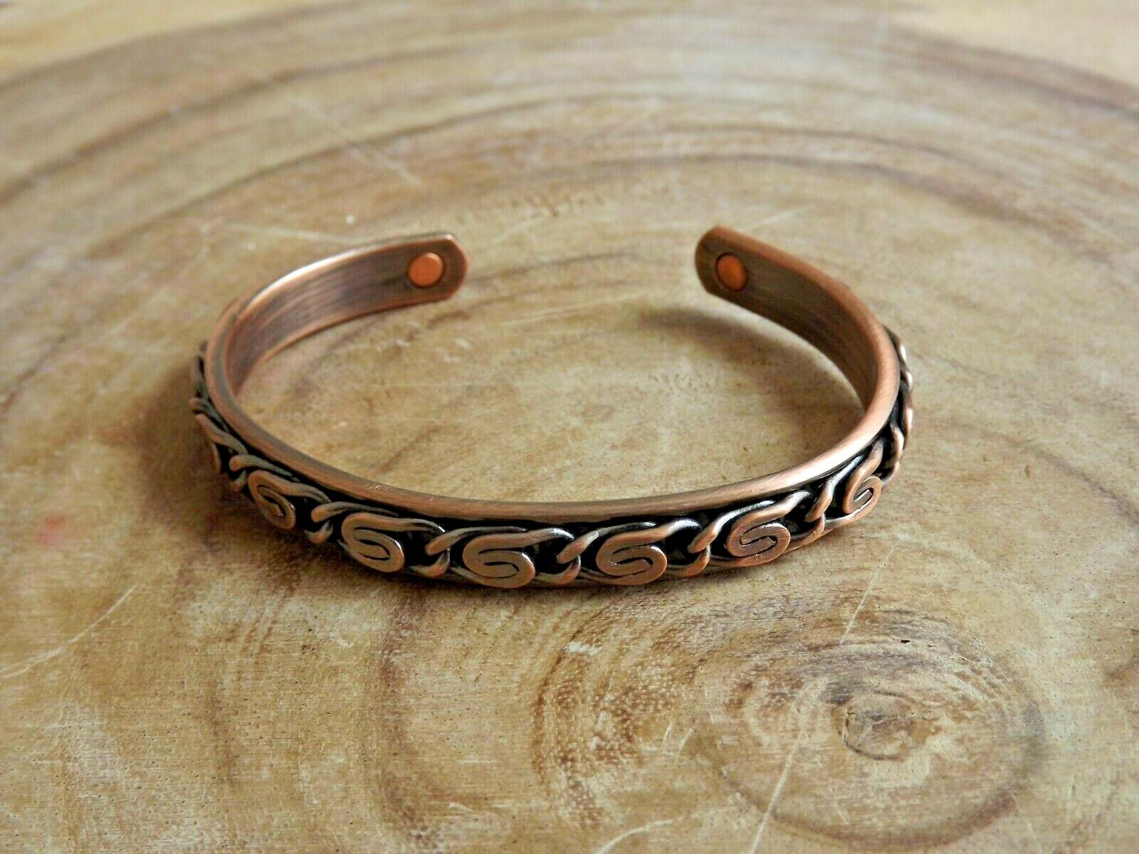 2 Pack Oxidized Pure Copper Magnetic Bracelet Arthritis Energy Cuff – Chain