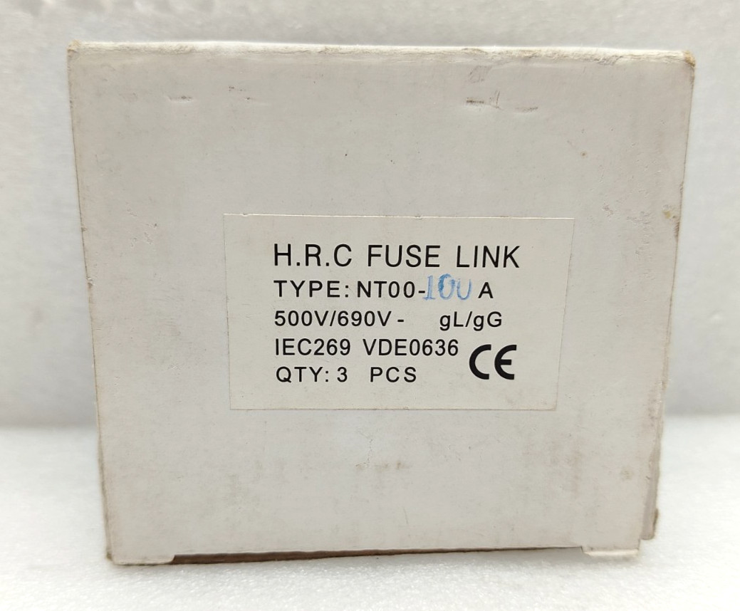 HRC FUSE LINK NT00-100A NH00 (NT00) gG100A 500V/600V-gL/gG PACK OF 3 PCS NEW