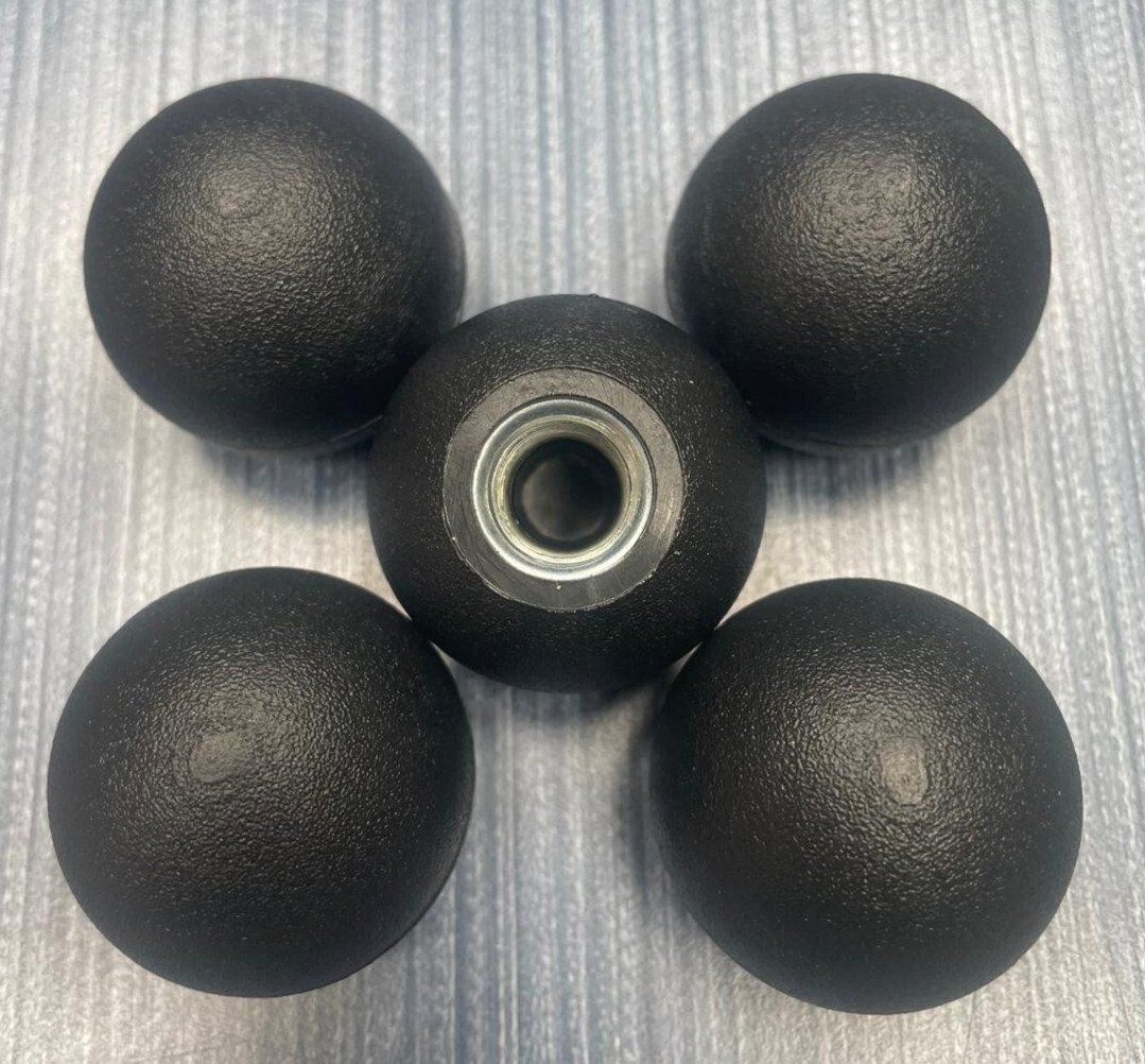 Lot of 5 x 1.38″ Ball Knob 1/2-13 Steel Zinc Locking Nut Textured Handle