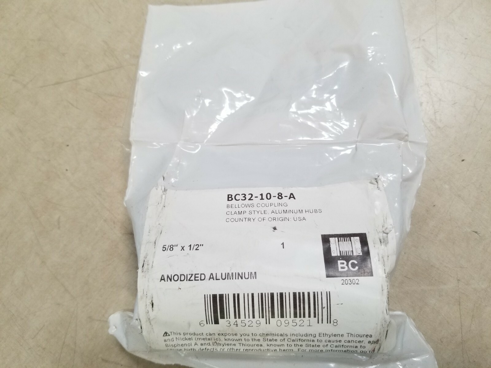RULAND MANUFACTURING BC32-10-8-A MotionControl Coupling,Clamp,5/8″x1/2″