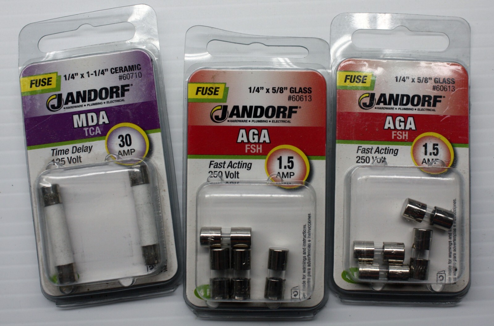 Bussmann Jandorf Assorted Fuse Lot AGA AGC MDA MDL GMA 10A 1 1/2A HEF-2