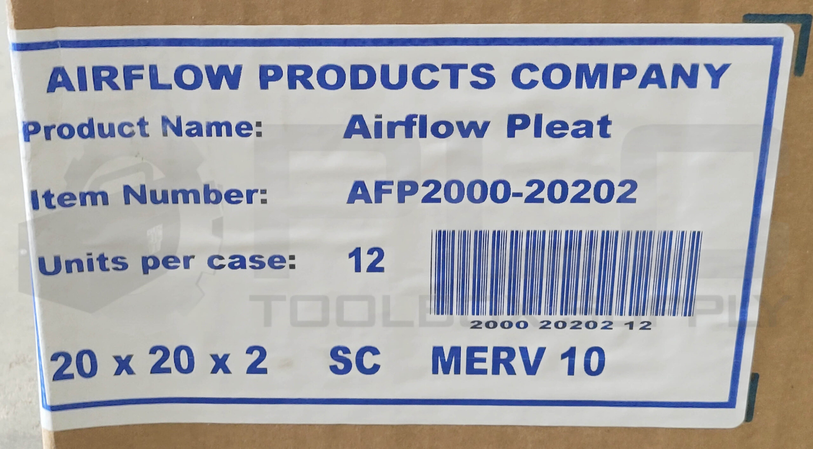 NEW BOX OF 8 AIRFLOW PRODUCTS AFP2000-20202 AIR FILTER MERV 10 20″x20″x2″