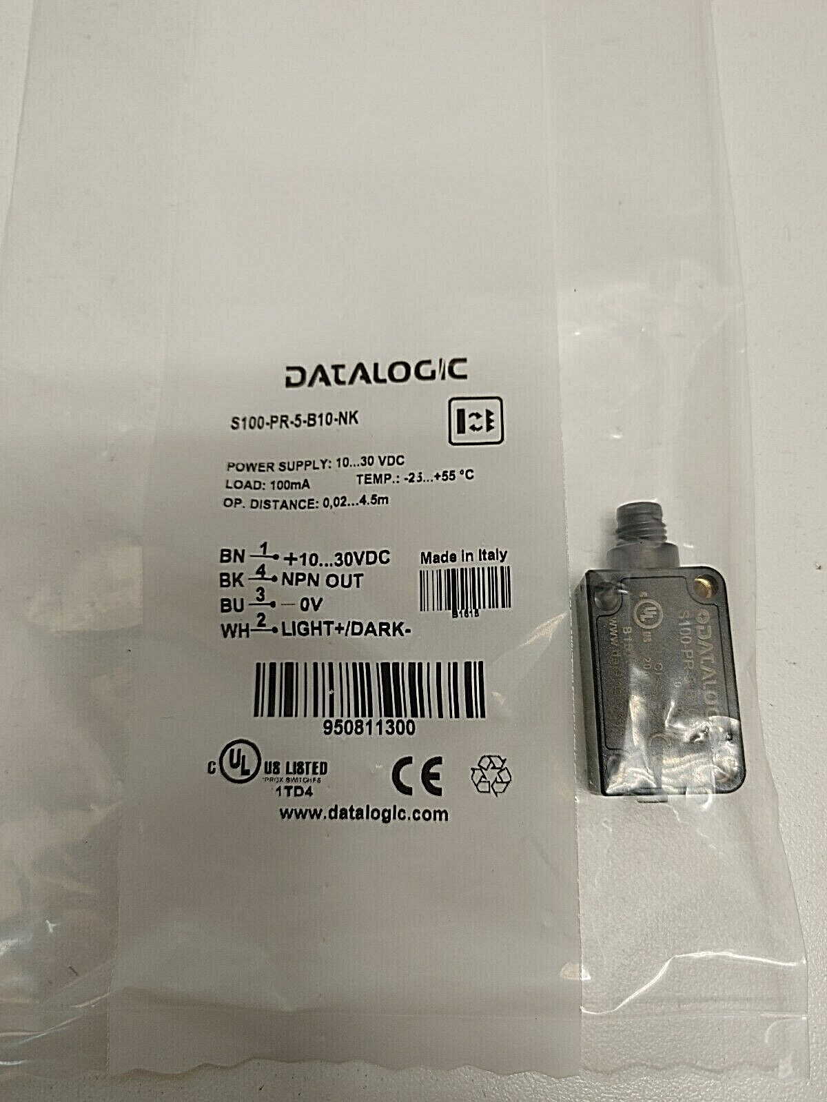 NEW OLD STOCK! DATALOGIC 10-30V 0.02-4.5M PHOTOELECTRIC SENSOR S100-PR-5-B10-NK