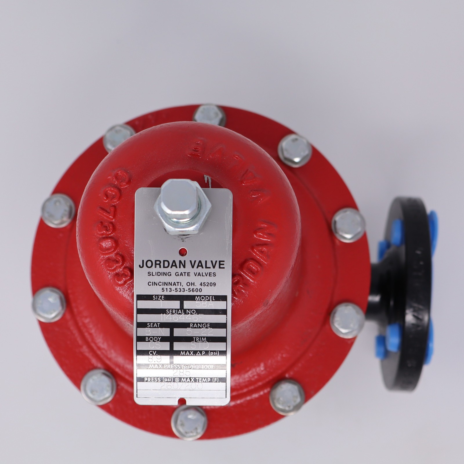 Jordan Valve Mark 58A Back Pressure Regulator 285psi-max CS Body