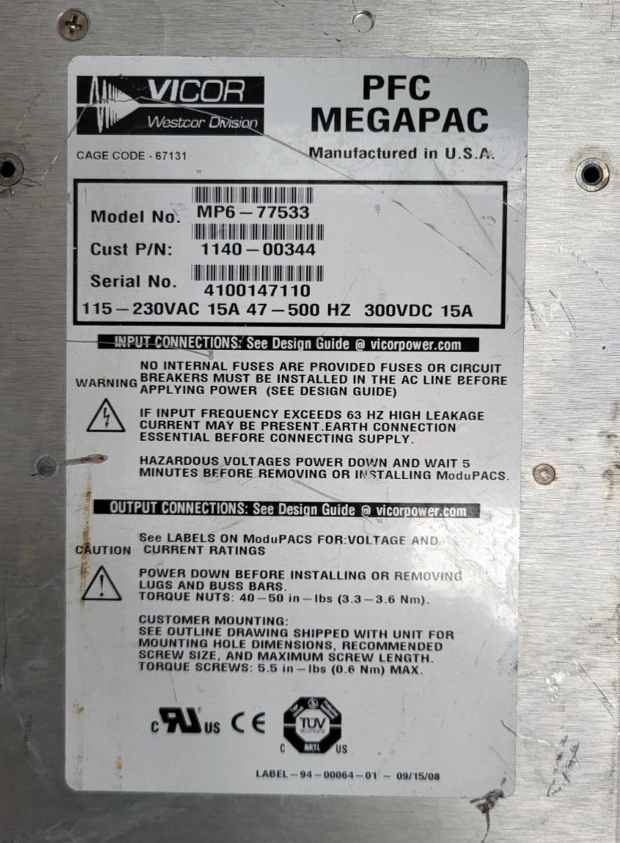 VICOR MP6-77533 PFC MEGAPAC POWER SUPPLY (R4s13.5)