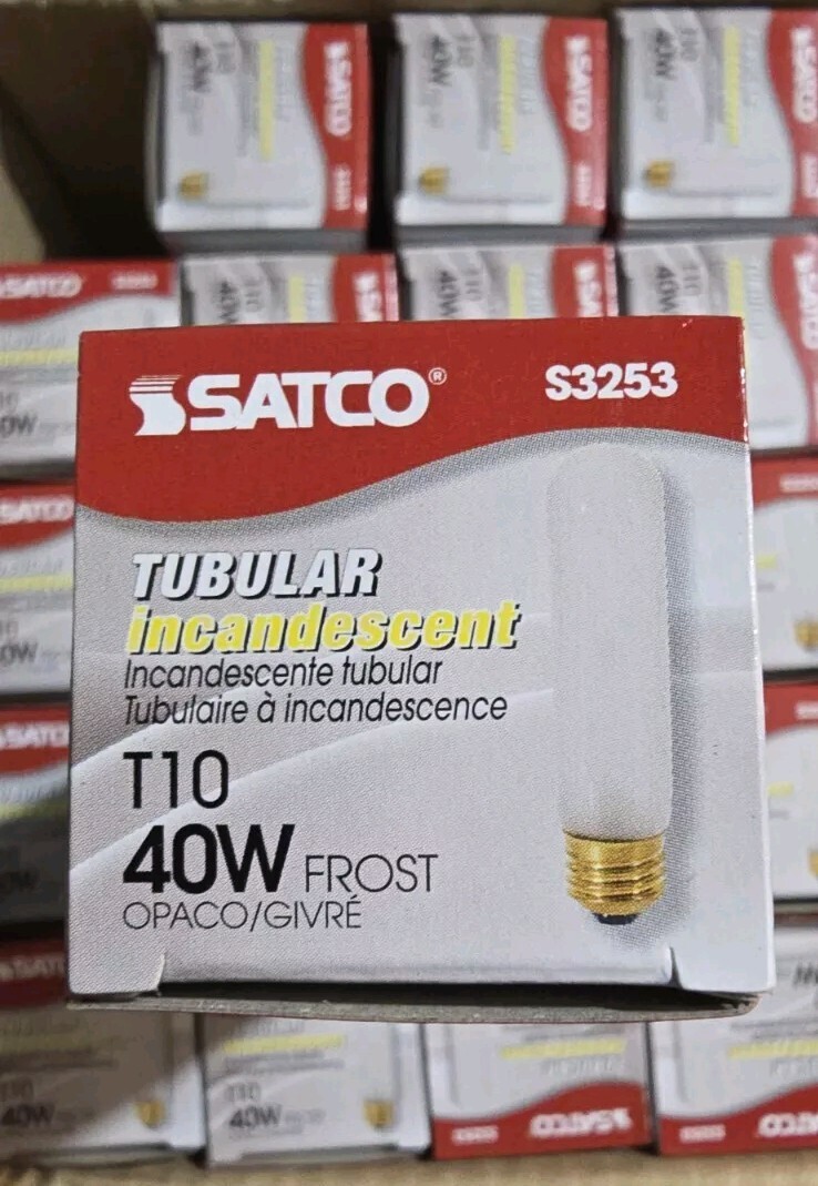 Satco Tubular Incandescent Bulb Lot of 23, T10 Frost 40W 280 Lumens S3253