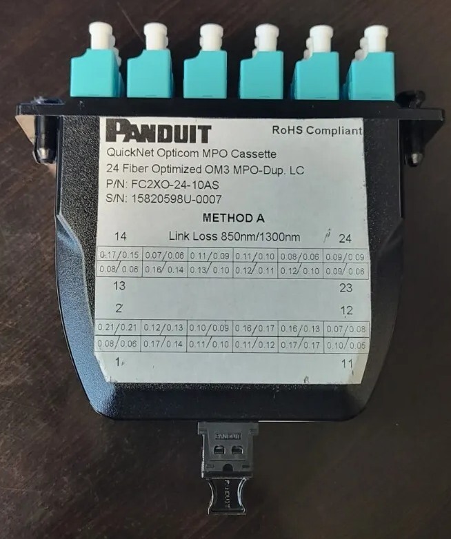 Panduit FC2XO-24-10AS OM3 MM LC 24 DUPLEX Apdapter QuickNet Opticom Cassette