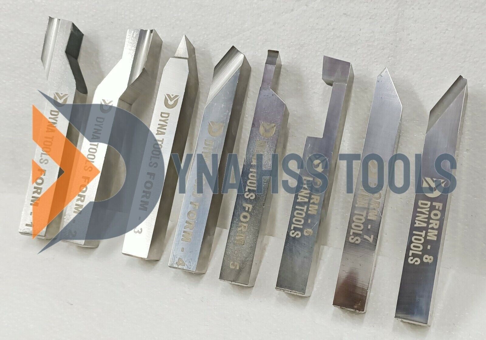 16mm x 125mm HSS Lathe Form Tools Set Of 8 Pieces Square Shank Pre-Formed Tools