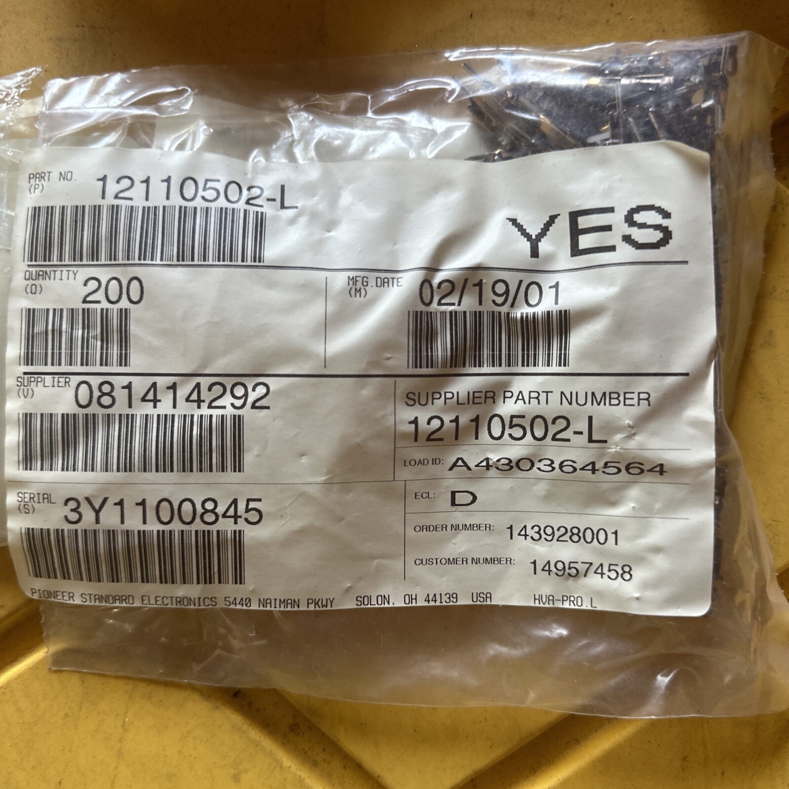 DELPHI Aptive PLC 12110502 Qty of 200 per Lot Automotive Connectors TERM M/P 15